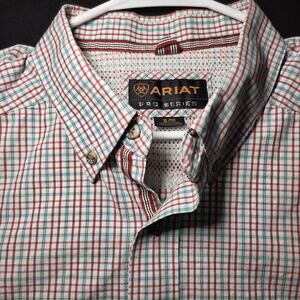 Men's Ariat Pro Series Lightweight Short Sleeve Button Down Shirt Size XL